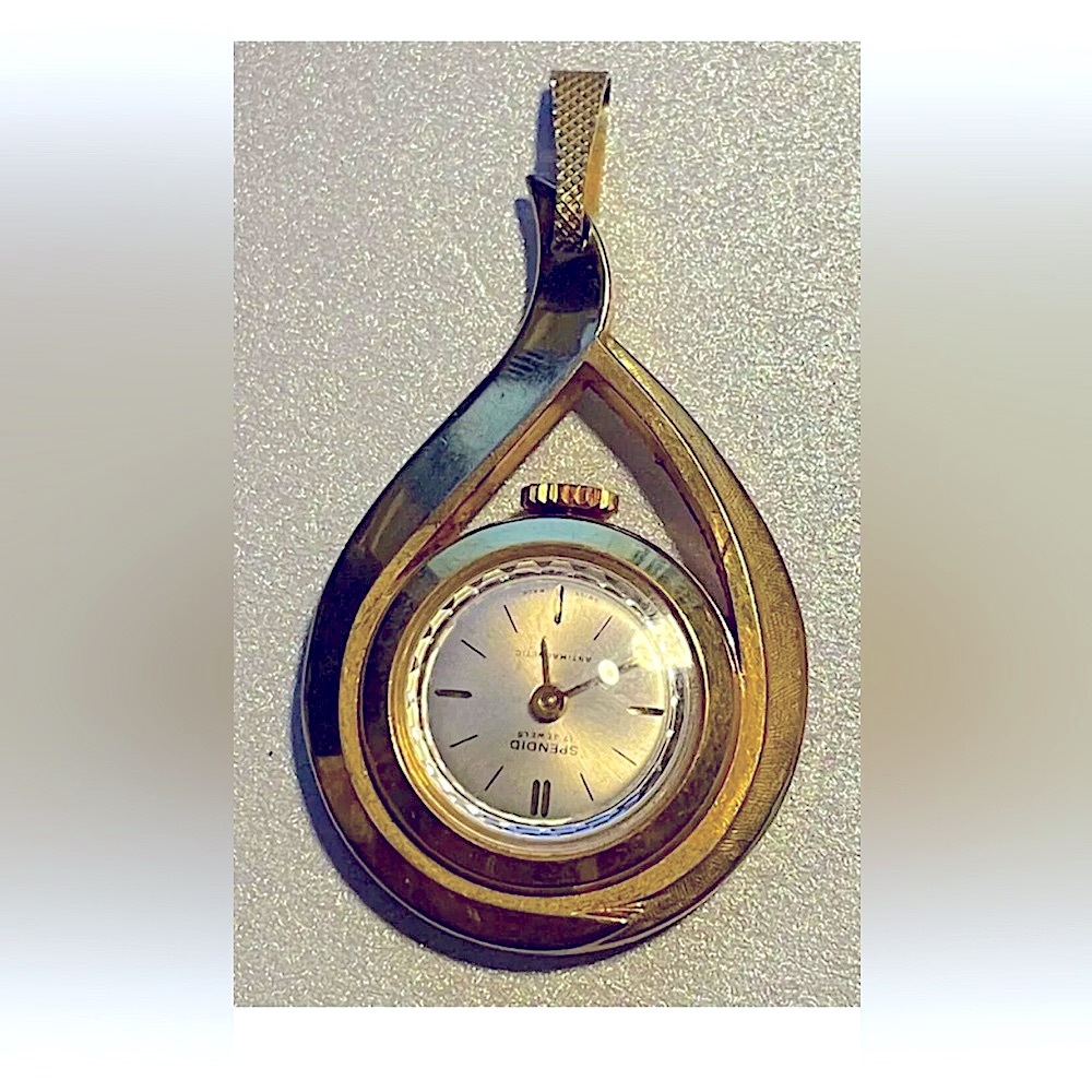 Ladies Vintage Gold Splendid Pendant Watch- Swiss made